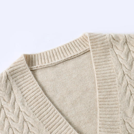 V领麻花毛衣开衫针织外搭二八月外套CC-Q8025 商品图3