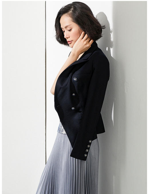 “藏青色”J20143779A颈袖添香新款时尚修身装西服显瘦小西装外套女长袖J20143779A单西 商品图2