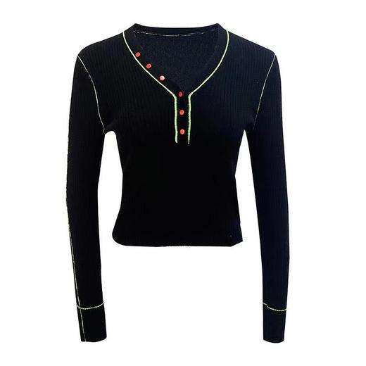 抽条V领百搭女衫 商品图0