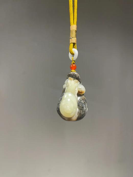 黑沁籽料白玉巧色蝸牛型吊坠，顺丰包邮 商品图10