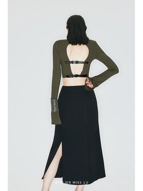 【夜落】多层裁片不规则开衩半裙/230004