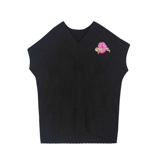 谜底2022秋款时尚休闲宽松百搭针织衫中长款针织马甲女223MZ1346 商品图4