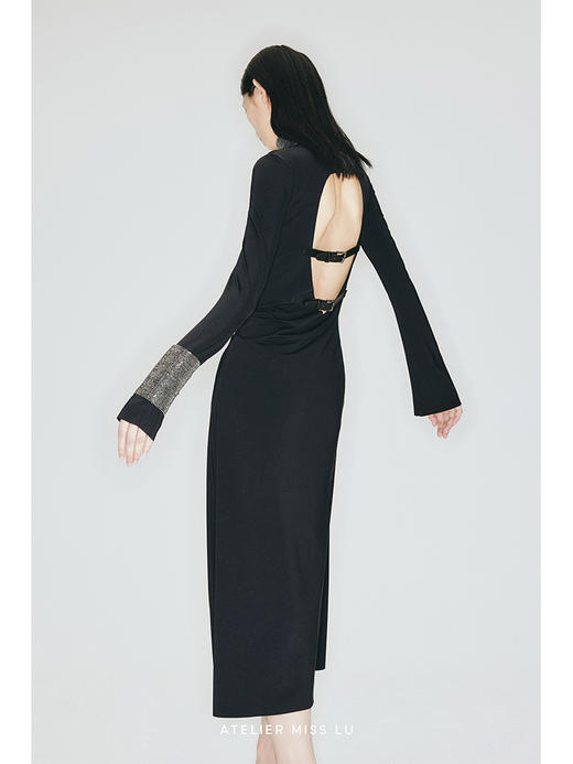 【暗夜狂花】露背环保皮带装饰弹力针织连衣裙/23000012A 商品图2