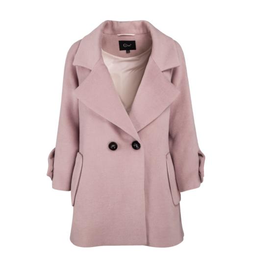 欧芮儿2019冬羊毛大衣粉色毛呢外套女中长款百搭呢子大衣 商品图3