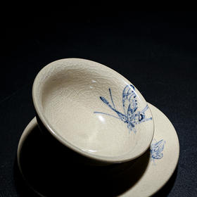 李俊紫陶釉下青花杯