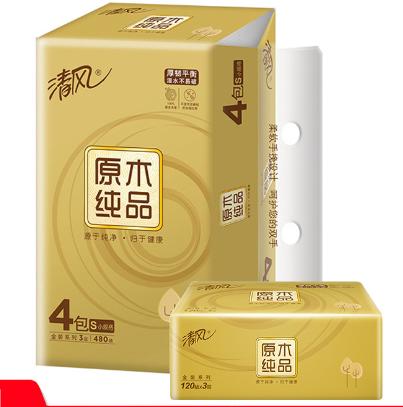 【团购展示】清风家用商用金装3层120抽/包*4(4包一提) 商品图0