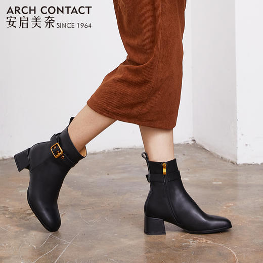 ARCHCONTACT安启美奈方头方扣中跟女靴 商品图1