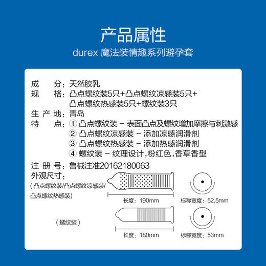 杜蕾斯凸点螺纹魔法装情趣系列安全套 18只装 商品图2