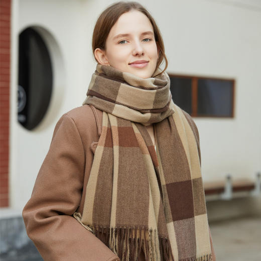 2023新款格子围巾女甜美风保暖围脖时尚披肩围巾女wjj05 商品图0