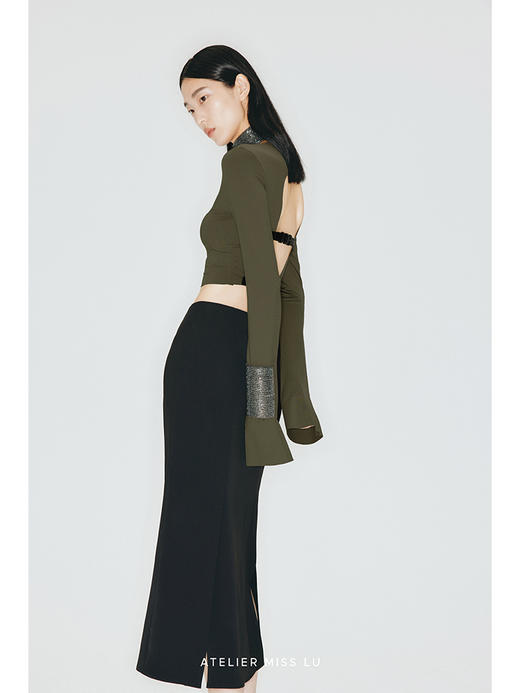 【杀死比尔】环保皮带装饰弹力针织露背上衣23009B 商品图1