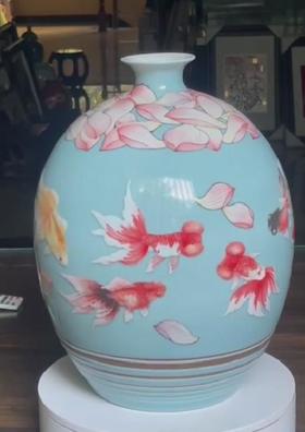 《高温淡兰颜色釉堆画》