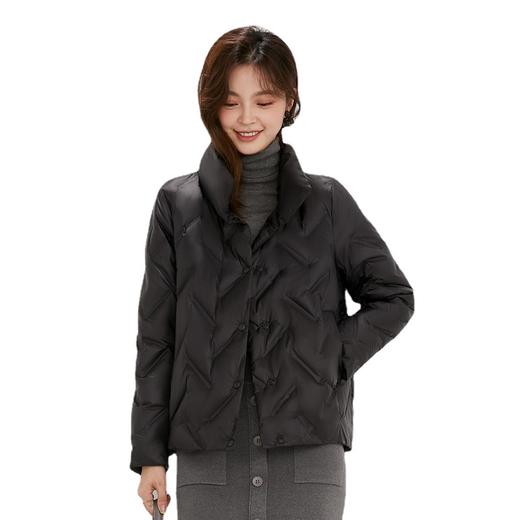 「5款配色！2022秋冬新款」柔菇菇羽绒服 韩版立领短款90白鸭绒压胶外套上衣 商品图4