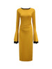 【橙沙之味】撞色拼接双层喇叭袖弹力针织连衣裙/23000013B 商品缩略图4