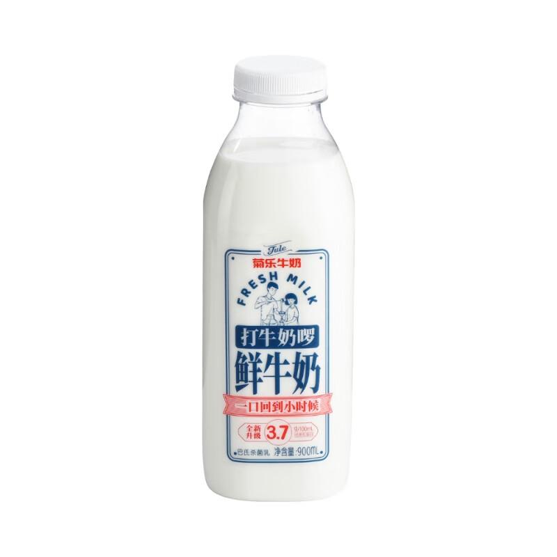 菊乐 打牛奶啰 每100ml含3.6g优质乳蛋白 鲜牛奶 900ml（瓶）