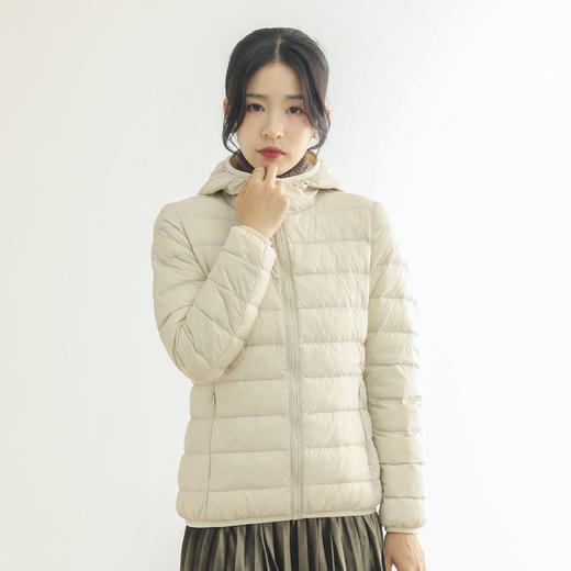 「12款配色！2022秋冬新款」柔菇菇轻薄羽绒服女 连帽短款90白鸭绒外套上衣 商品图3
