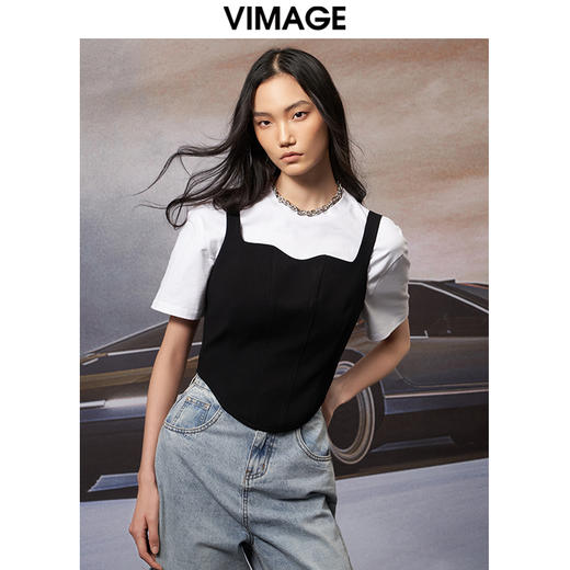 VIMAGE纬漫纪秋冬新品简约百搭小上衣V1813413 商品图2