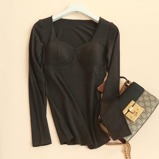 TG-TG03S219德绒无痕蚕丝保暖内衣女带胸垫冬季打底衫薄款上衣秋衣乳胶垫 商品图5