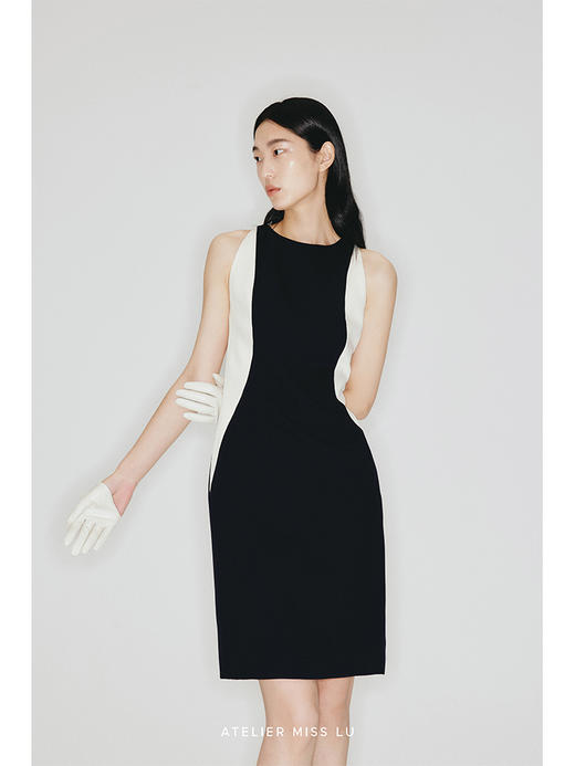 【蔚蓝深海】曲线撞色拼接设计修身连衣裙/2300009 商品图3