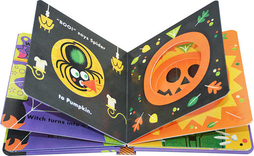 万圣节快乐 英文原版绘本 Little Faces Happy Halloween 百变脸谱系列 精装立体变景书 机关操作玩具纸板书 英文版英语书籍 商品图1
