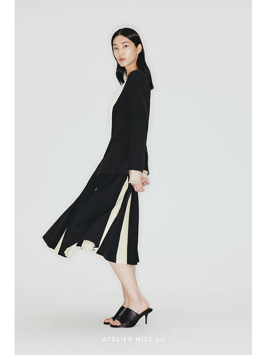 【摩天轮】细缝撞色拼接高腰A字伞裙/230001 商品图1