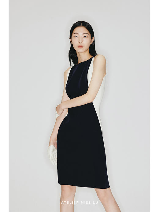 【蔚蓝深海】曲线撞色拼接设计修身连衣裙/2300009 商品图1