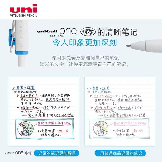 日本uni三菱浓墨黑科技小浓芯中性笔uniball one按动式学生考试专用笔黑色水笔速干签字笔办公0.50.38 商品图3