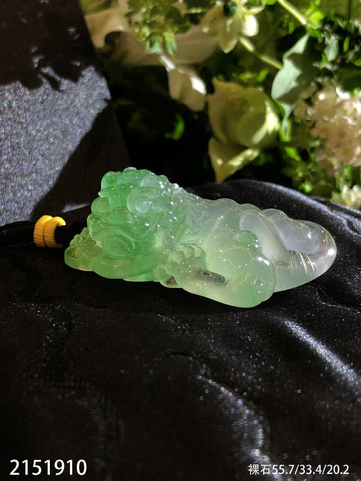 近玻璃飘翠霸王貔貅裸石【2151910】具体价格微信咨询 商品图7