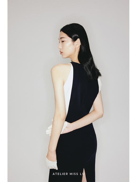 【蔚蓝深海】曲线撞色拼接设计修身连衣裙/2300009 商品图2