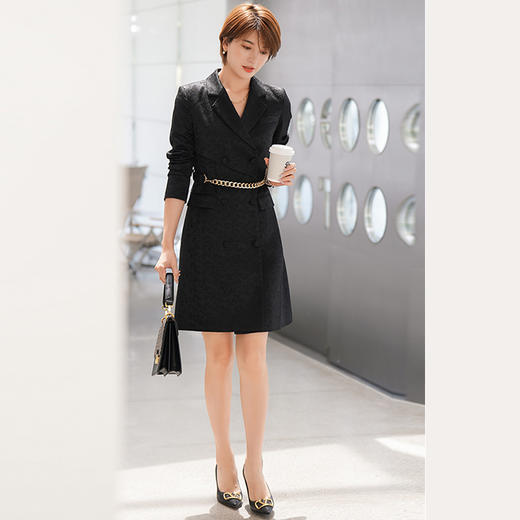 西装连衣裙女秋装新款气质女神范名媛提花职业装裙子 商品图4