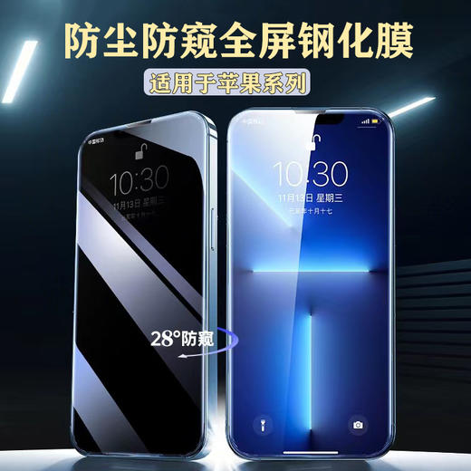 防尘防窥全屏钢化膜28度防窥适用于苹果系列x 14 14plus 商品图1