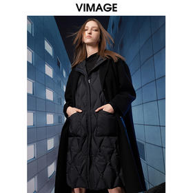  VIMAGE纬漫纪冬季新款宽松保暖假两件羽绒服外套V1811417