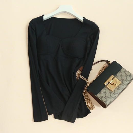 TG-TG03S219德绒无痕蚕丝保暖内衣女带胸垫冬季打底衫薄款上衣秋衣乳胶垫 商品图4