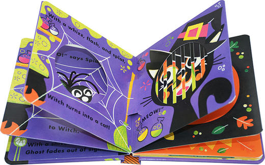 万圣节快乐 英文原版绘本 Little Faces Happy Halloween 百变脸谱系列 精装立体变景书 机关操作玩具纸板书 英文版英语书籍 商品图2