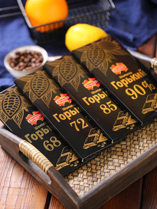 【中欧班列精选2块】俄罗斯进口黑巧克力康美纳卡牌68%\72%\85%\90%可可90g/块 商品图1