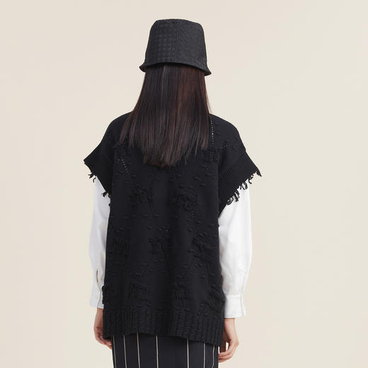 谜底2022秋款时尚休闲宽松百搭针织衫中长款针织马甲女223MZ1346 商品图2