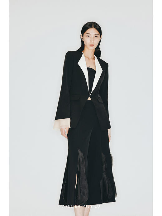 【追光】薄纱撞色拼接收腰西装外套/23003 商品图2