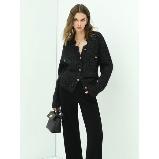 COCOBELLA小香风亮丝花纱毛衣女金属扣千金风针织外套MZ148 商品图1