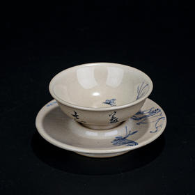 李俊紫陶釉下青花杯