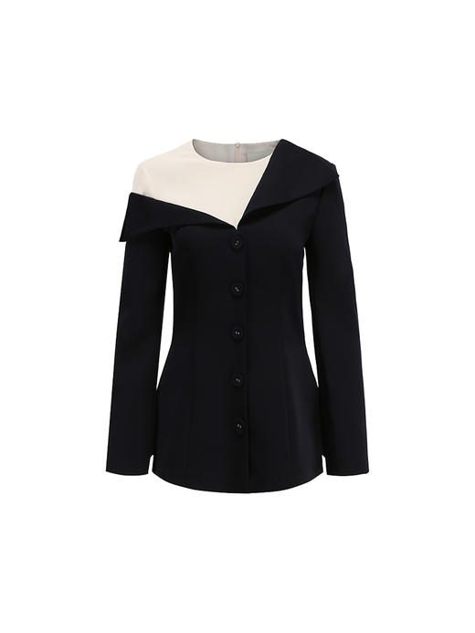 【情书】不规则几何撞色假两件长袖上衣/23007 商品图4