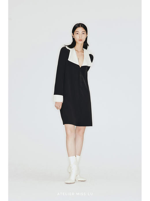 【公主殿下】异形翻领多层薄纱拼接H廓形连衣裙/23000017 商品图0