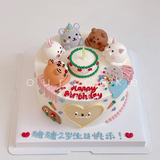 小动物卡通蛋糕（备注要什么小动物以及要画生日帽的小动物，无备注则按原图）-低糖处理无添加 商品图6