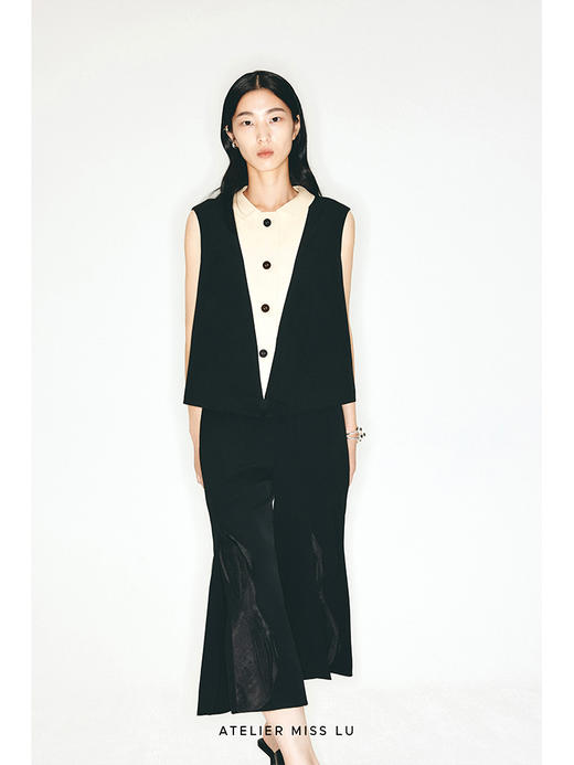 【玛丽假期】几何撞色拼接廓形宽肩马甲/23002 商品图1