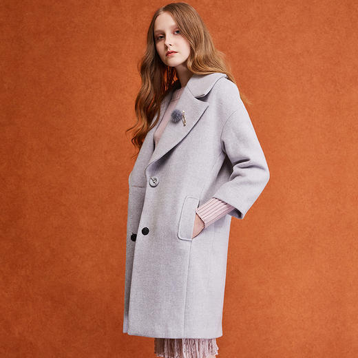 2018秋冬装新款女装呢外套长袖保暖毛呢外套女中长款 商品图0