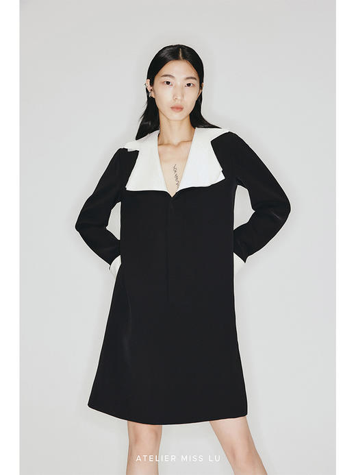 【公主殿下】异形翻领多层薄纱拼接H廓形连衣裙/23000017 商品图1