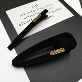 【爆款超低价预售 急单慎拍】秋冬新款黑色简约植绒天鹅绒鸭嘴夹边夹韩国韩版成人流海发夹发饰