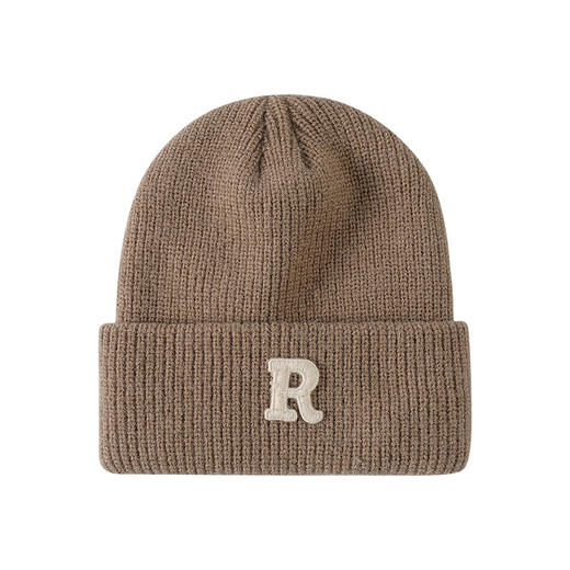 「12款配色」韩版冬季休闲字母R毛线针织帽子 女护耳逛街保暖冷帽男情侣套头帽配饰 商品图4