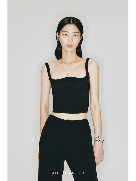 【山峦】水流领弹力修身针织吊带上衣/230012 商品图0