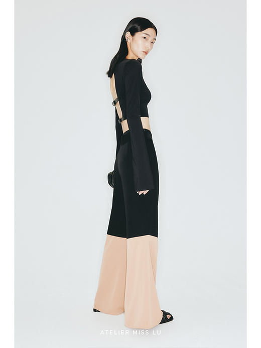 【致命黑兰】环保皮带装饰弹力针织露背上衣/23009A 商品图2