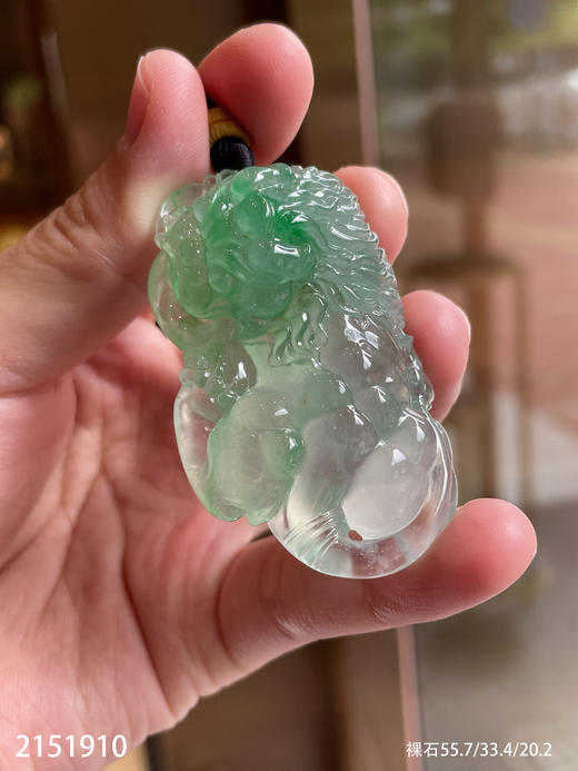 近玻璃飘翠霸王貔貅裸石【2151910】具体价格微信咨询 商品图5