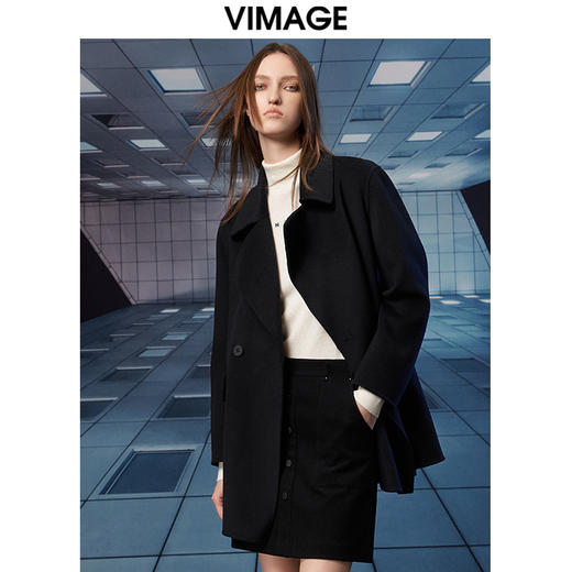 VIMAGE纬漫纪冬季新款翻领洋气显瘦中长款外套V1814404 商品图2